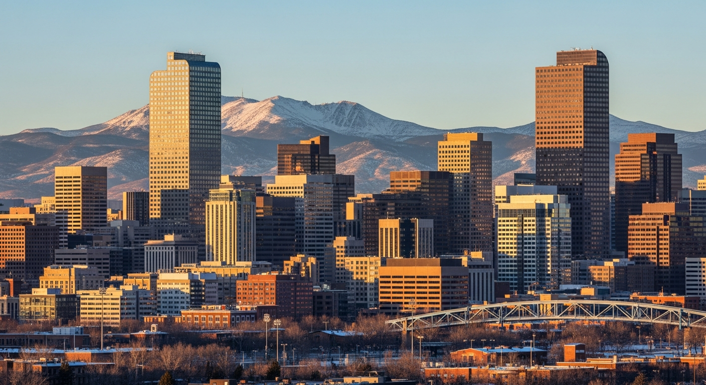 Denver skyline against the Colorado Front Range